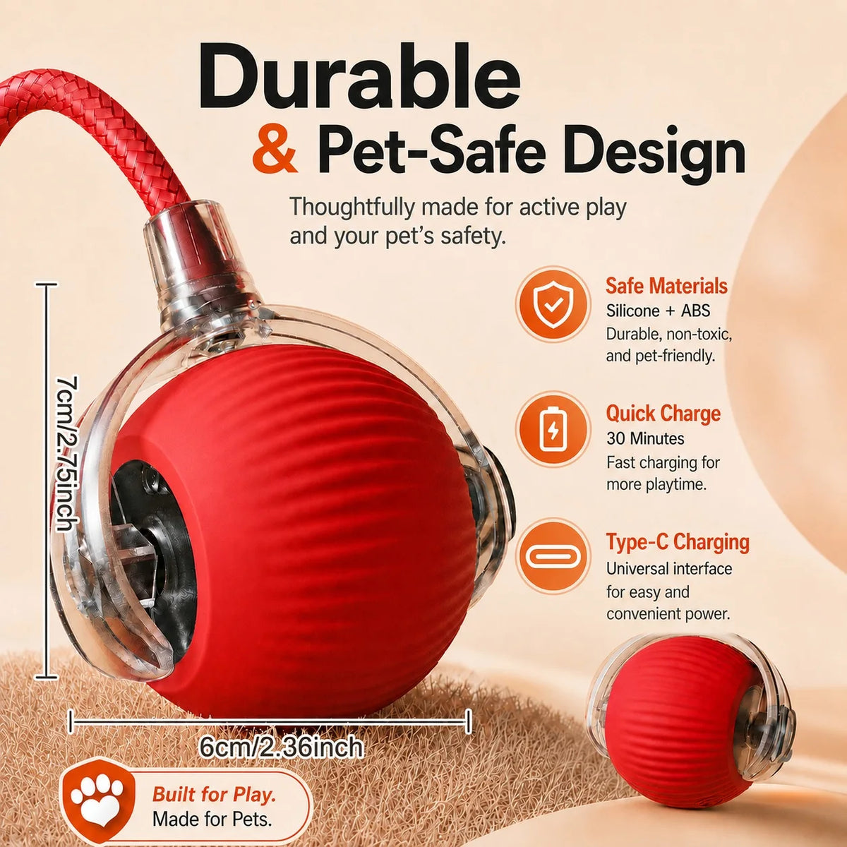 Automatic Rolling Ball Cat Toy – Rechargeable Smart Toy