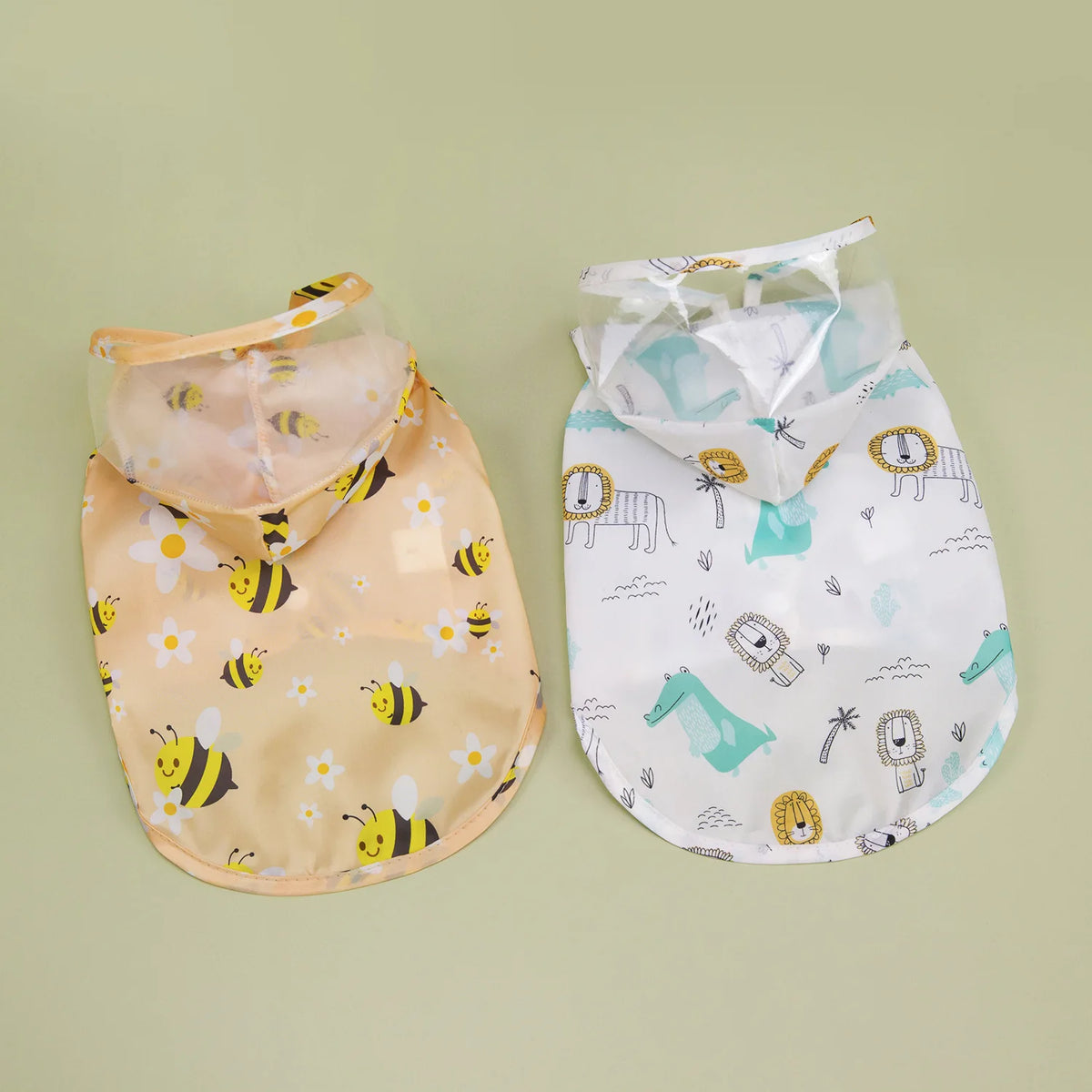 Cartoon Print Dog Raincoat - close-up of windproof waterproof fabric