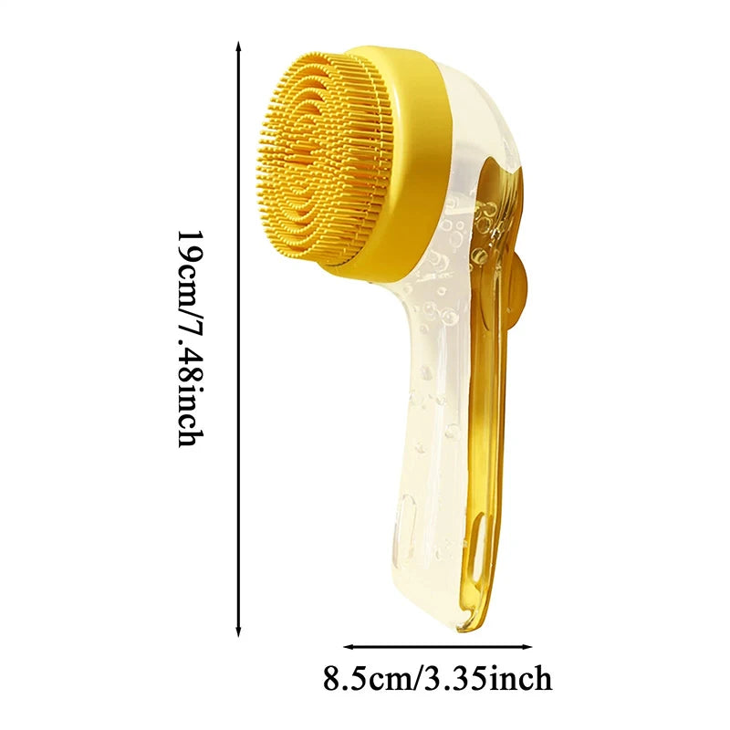 Long Handle Pet Bathing Brush - bathing dog with shampoo dispenser brush