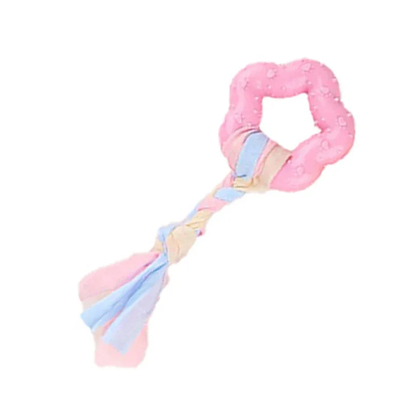 Rubber Bone & Treat Ball Chew Toy Set for Small Dogs