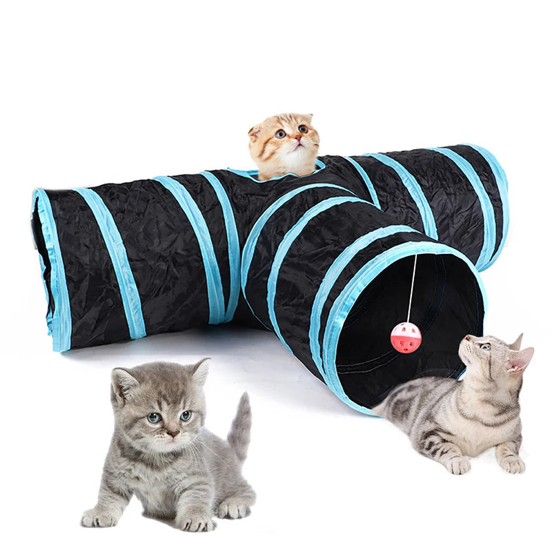 Foldable Cat Play Tunnel - cat playing inside tunnel