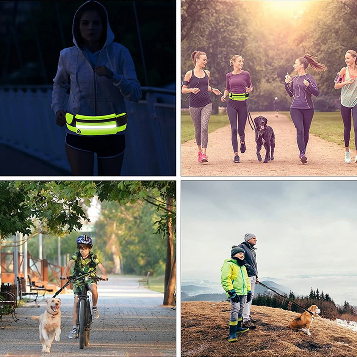 Reflective Hands-Free Running Leash with Waist Bag