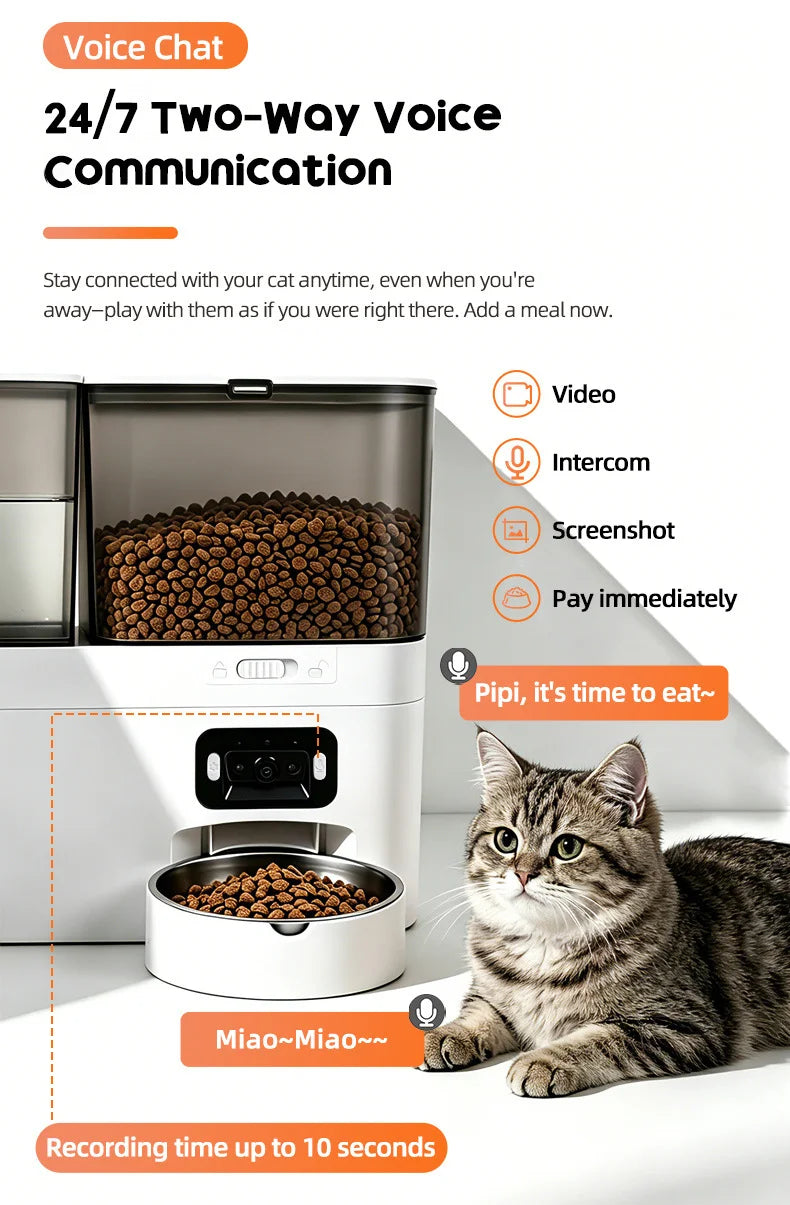 WiFi Automatic Pet Feeder with Camera – Smart Food & Water Dispenser