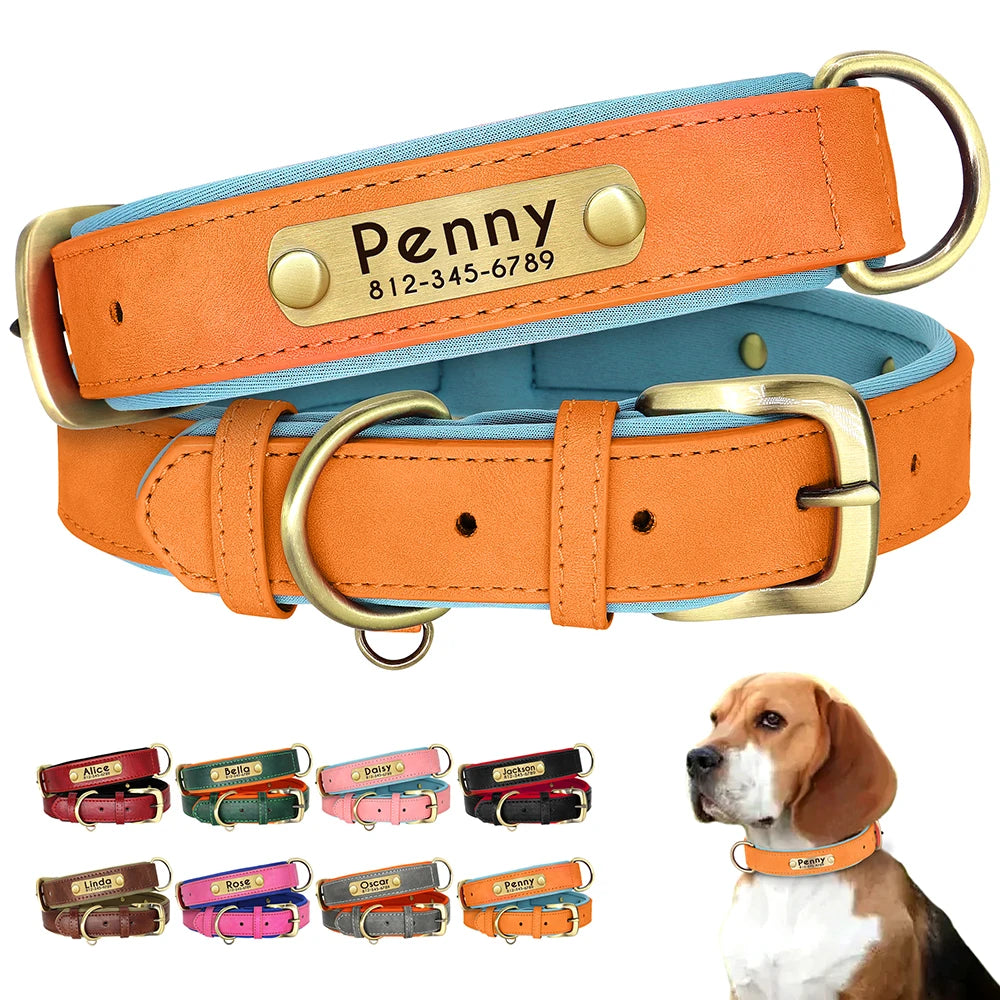 Personalized PU Leather ID Collar - product detail view