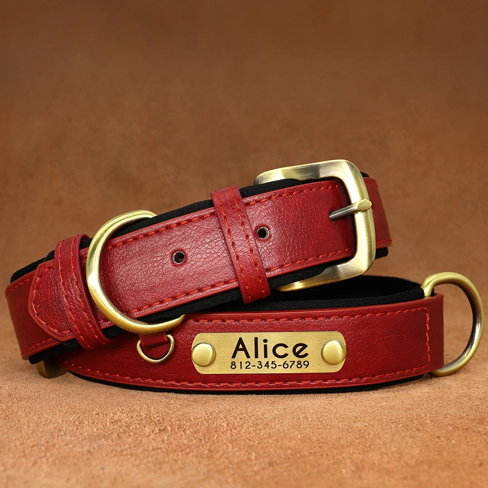 Personalized PU Leather ID Collar for Dogs