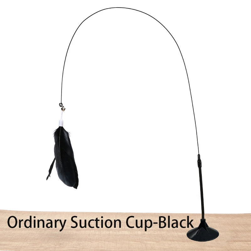 Hands-Free Suction Cup Feather Wand Cat Toy