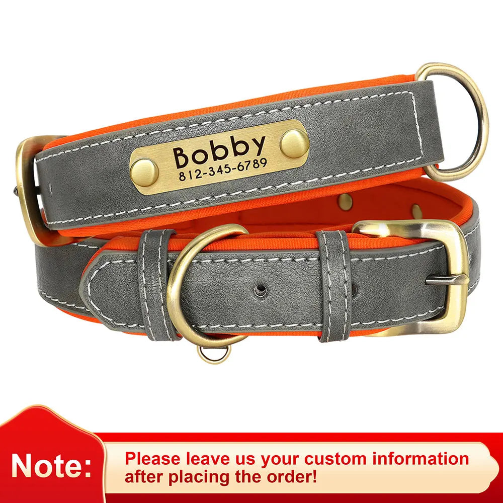 Personalized PU Leather ID Collar for Dogs