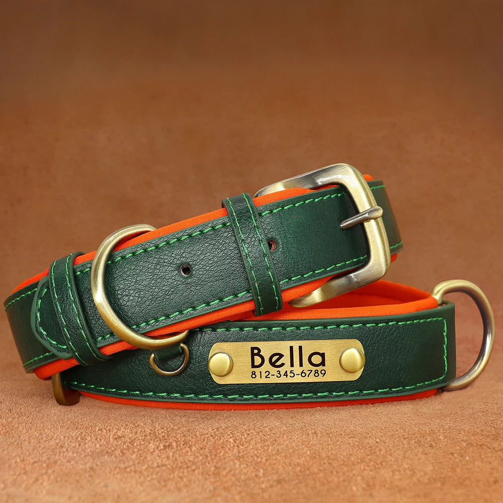 Personalized PU Leather ID Collar for Dogs