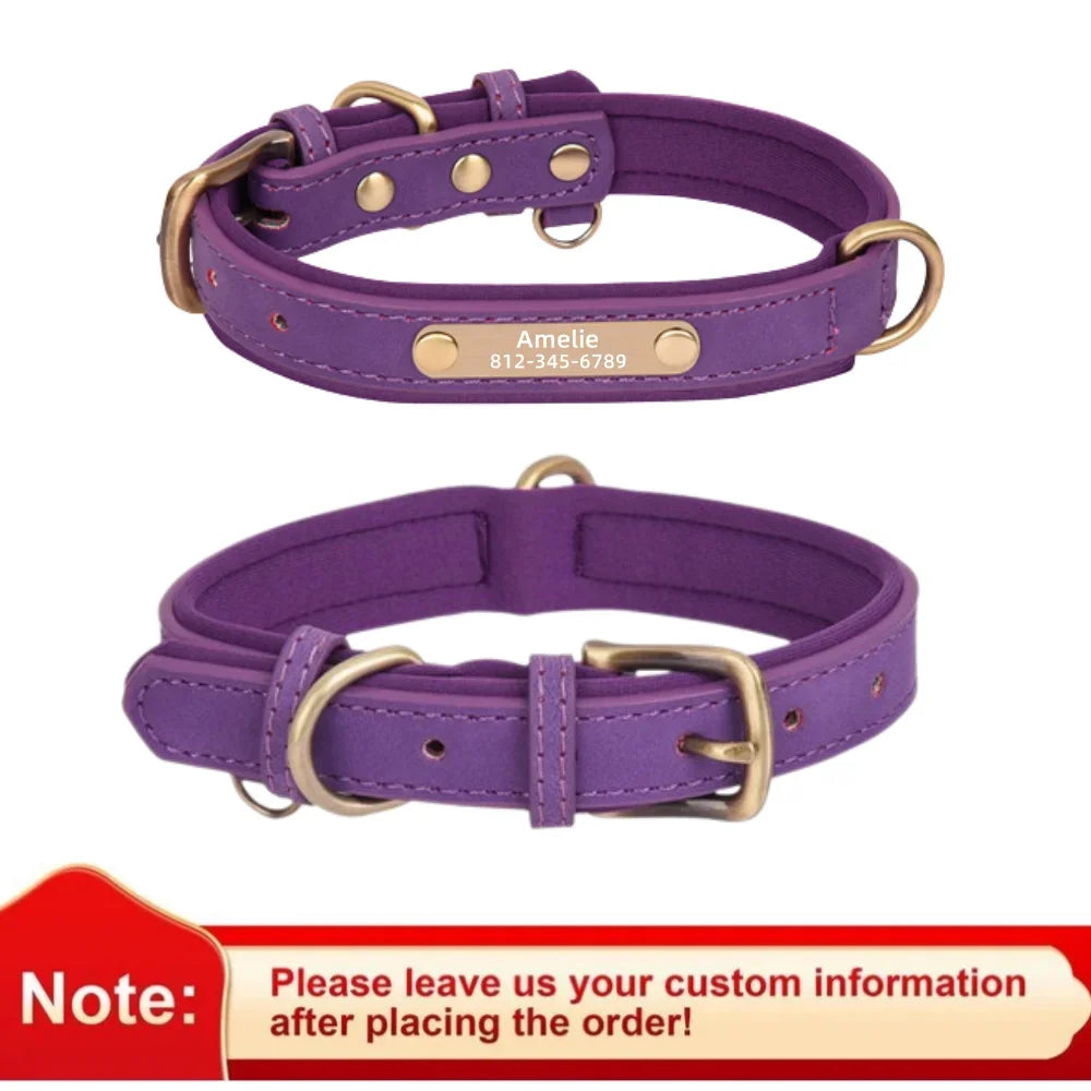 Personalized Leather ID Collar for Dogs – Free Engraving