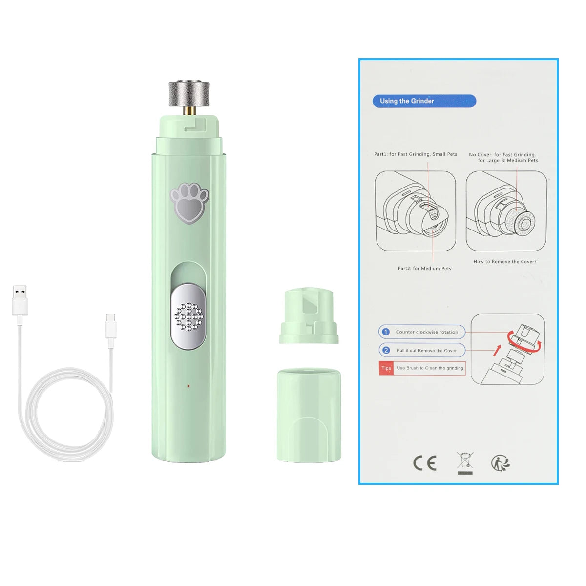Electric Dog Nail Grinder – Painless USB Rechargeable Trimmer