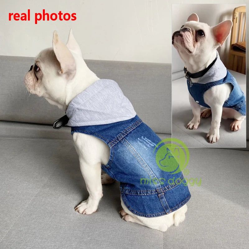 Denim Jean Jacket for Dogs Casual Vest Coat - product detail view