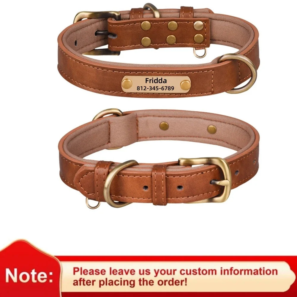 Personalized Leather ID Collar for Dogs – Free Engraving