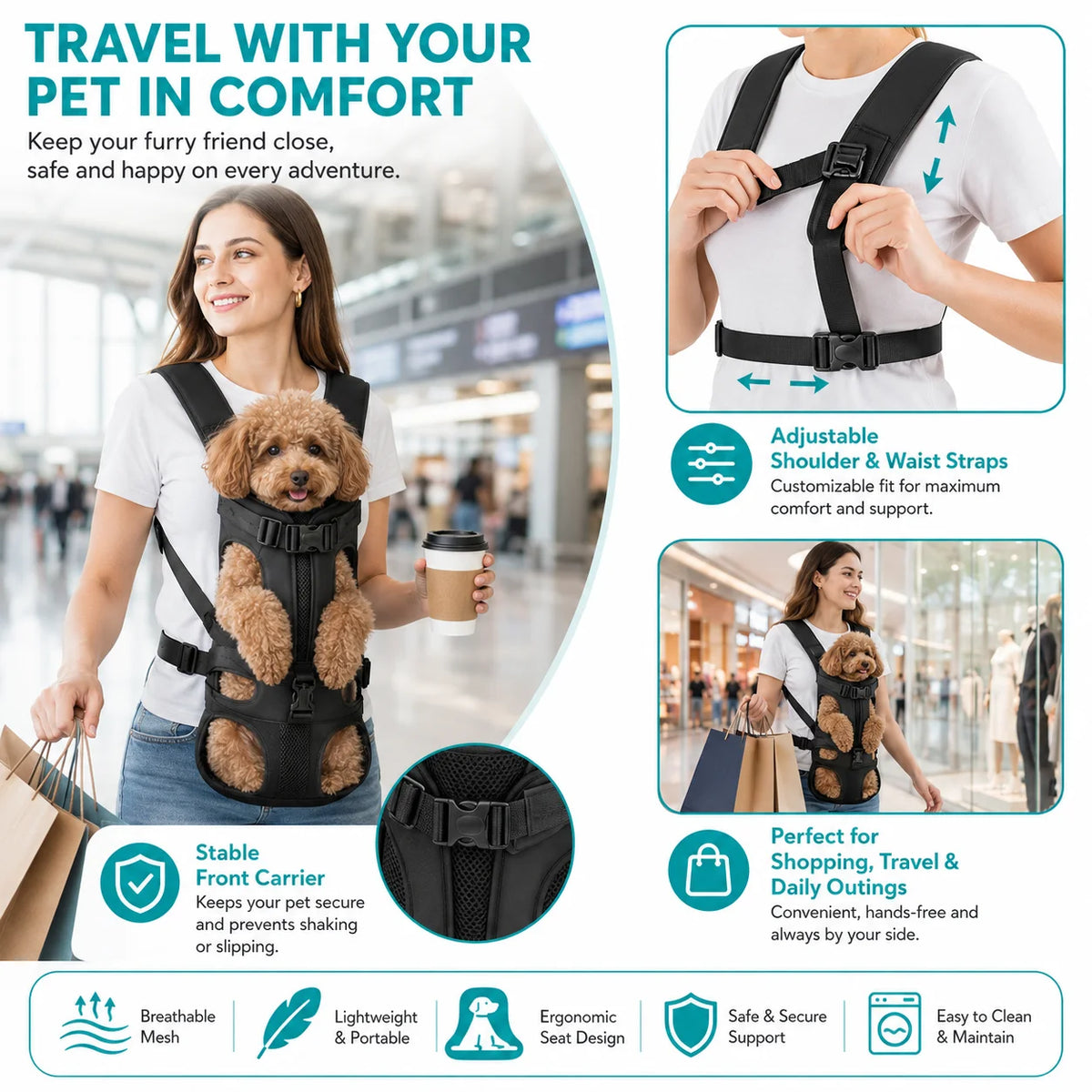 Front-Carry Pet Backpack - product detail view