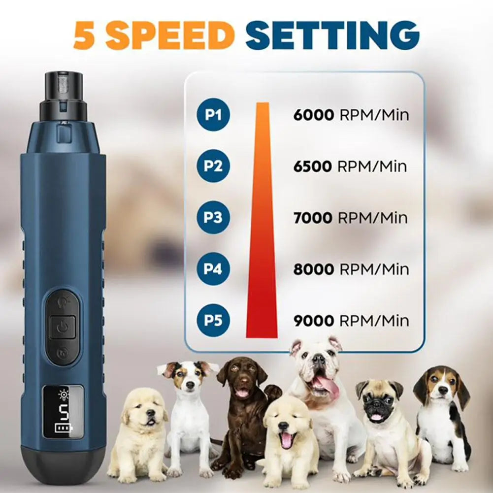 5-Speed Electric Nail Grinder for Dogs & Cats – Low Noise