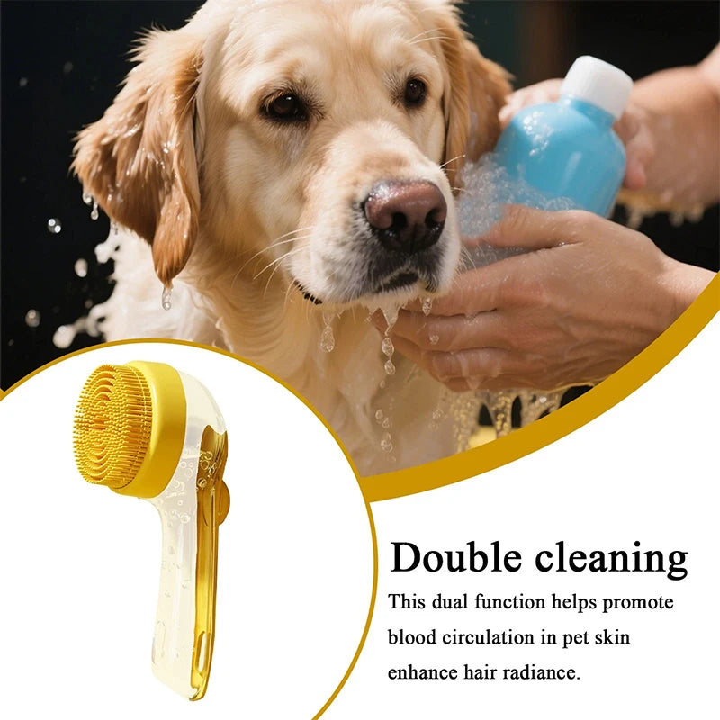 Long Handle Pet Bathing Brush - close-up of shampoo dispenser mechanism