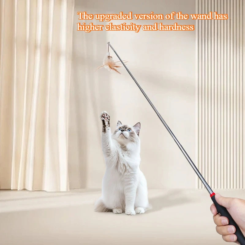 Retractable Teaser Wand Cat Toy - close-up of retractable mechanism
