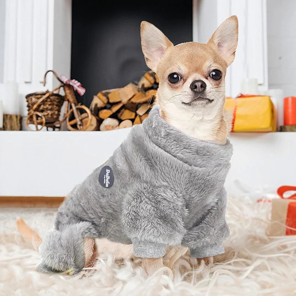 Fleece Winter Sweater for Small Dogs - small dog wearing cozy fleece sweater