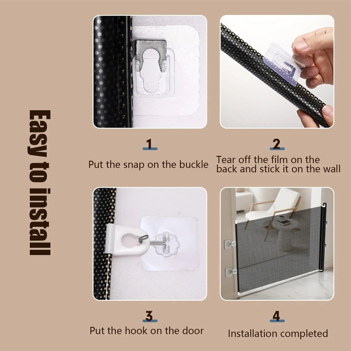 Retractable No-Drill Pet Gate for Dogs & Cats