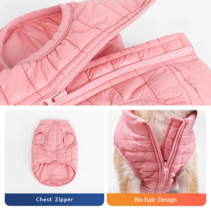 Padded Winter Dog Coat - close-up of windproof outer shell