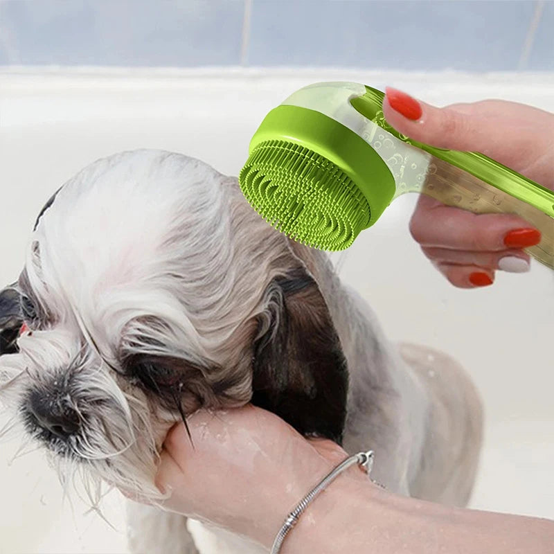 Long Handle Pet Bathing Brush with Shampoo Dispenser