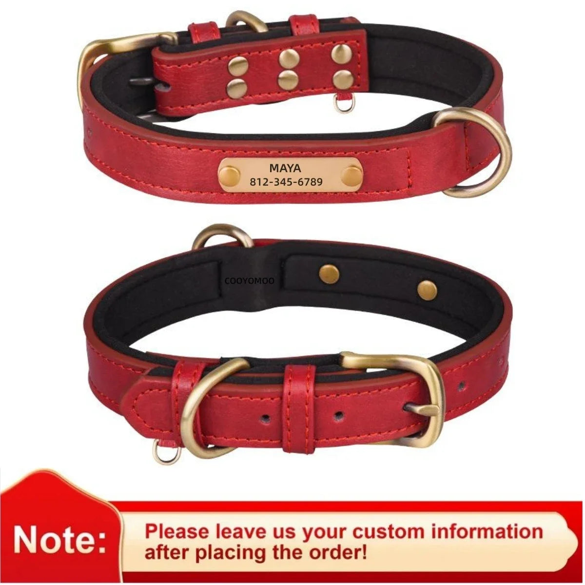Personalized Leather ID Collar for Dogs – Free Engraving