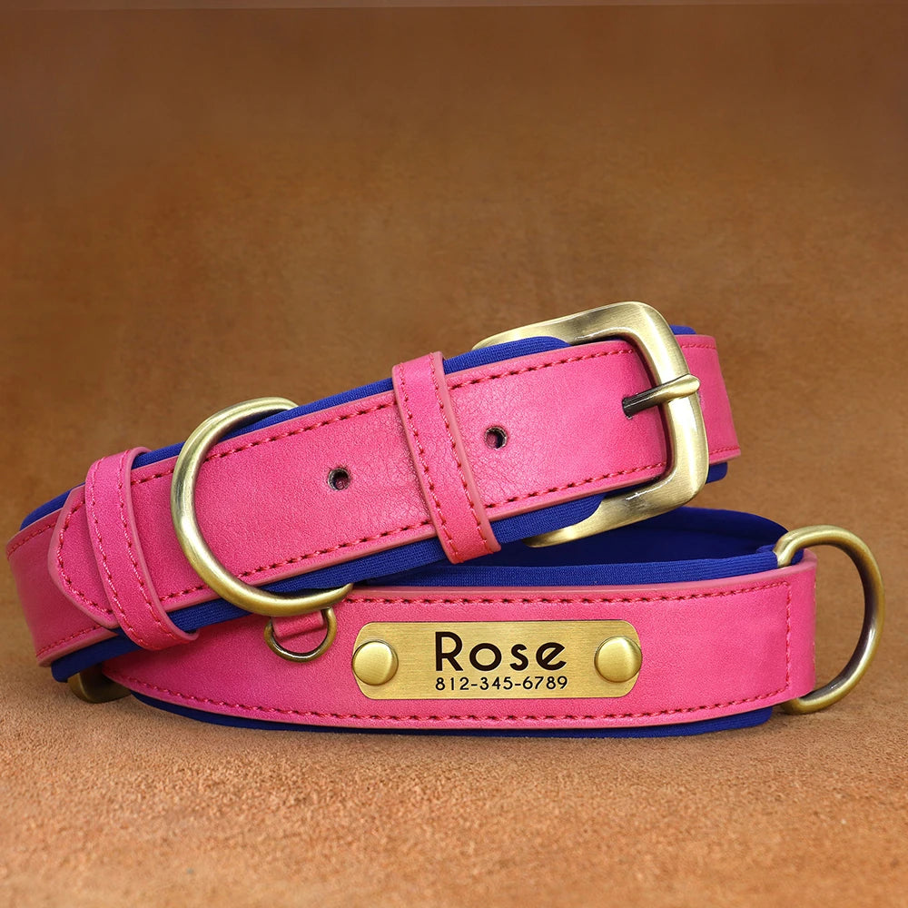 Personalized PU Leather ID Collar for Dogs