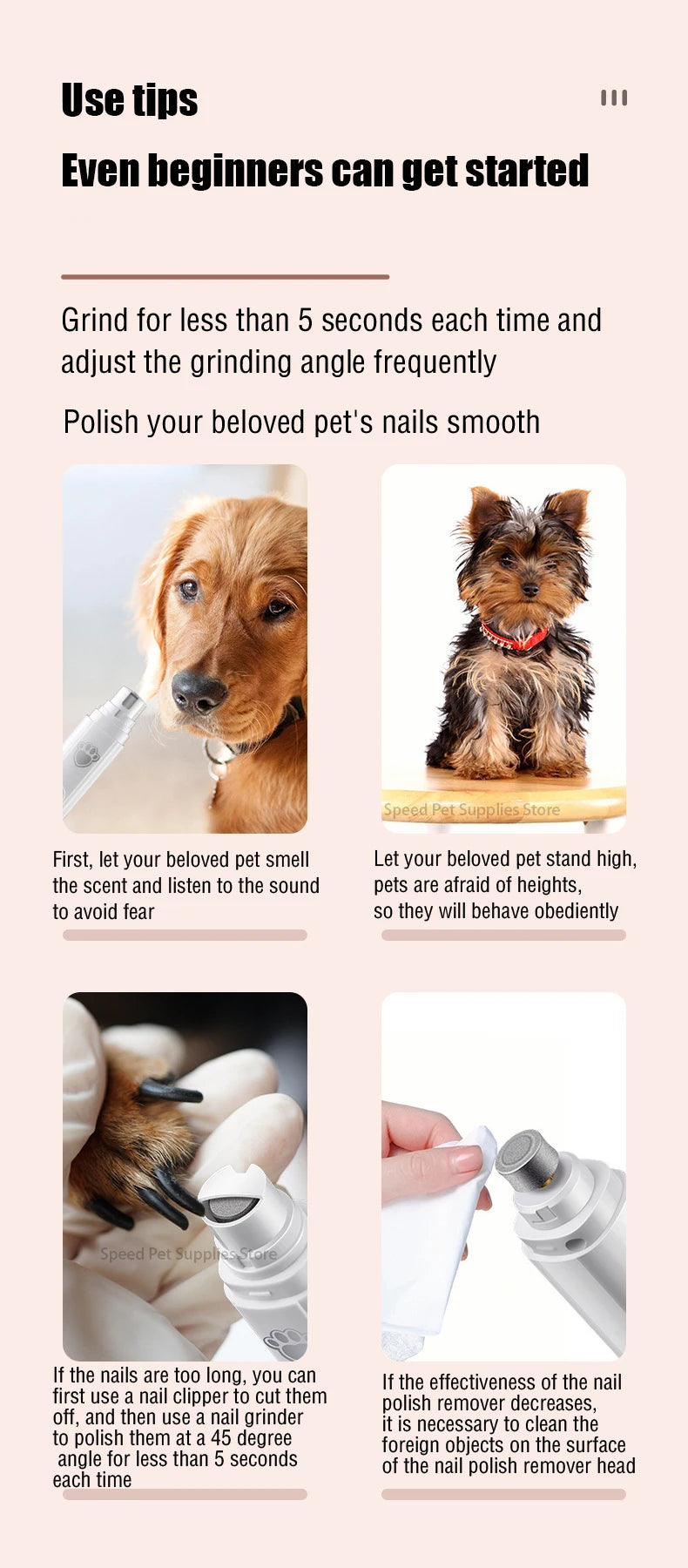 Electric Dog Nail Grinder – Painless USB Rechargeable Trimmer