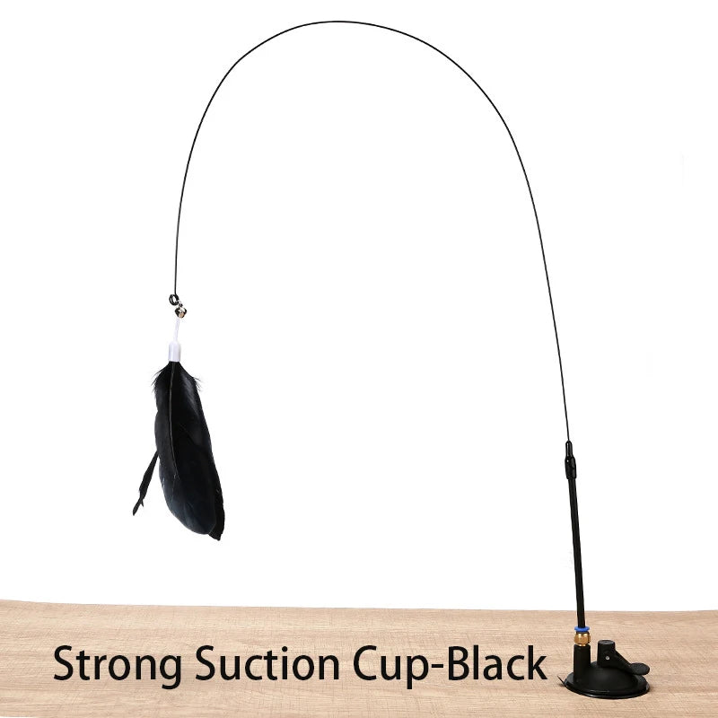 Hands-Free Suction Cup Feather Wand Cat Toy