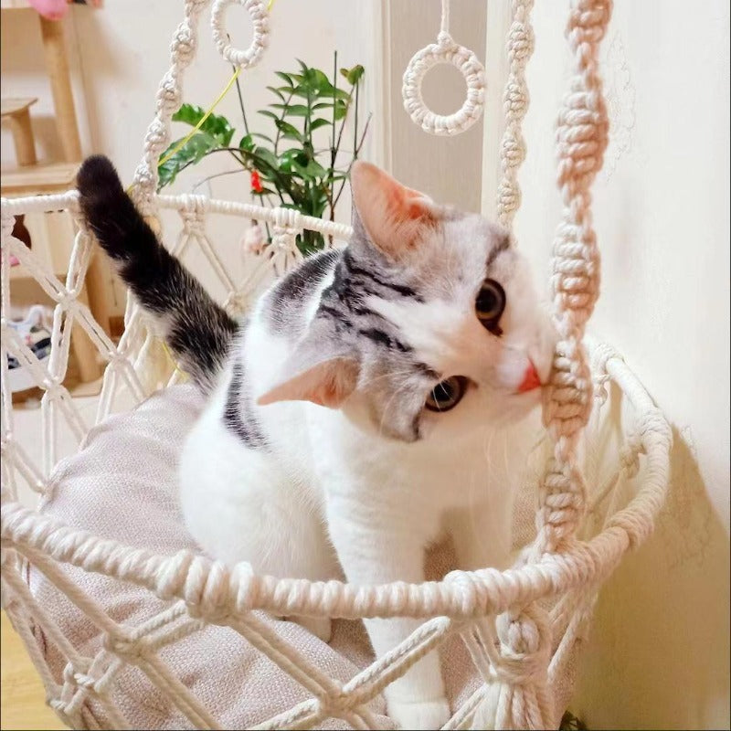Hand-Woven Cotton Rope Cat Hammock