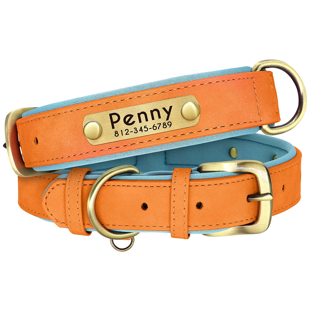 Personalized PU Leather ID Collar - product detail view