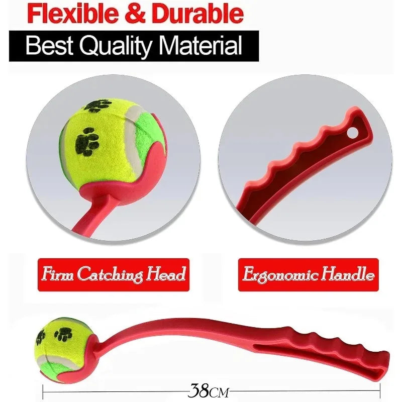Handheld Tennis Ball Launcher - person throwing ball for dog