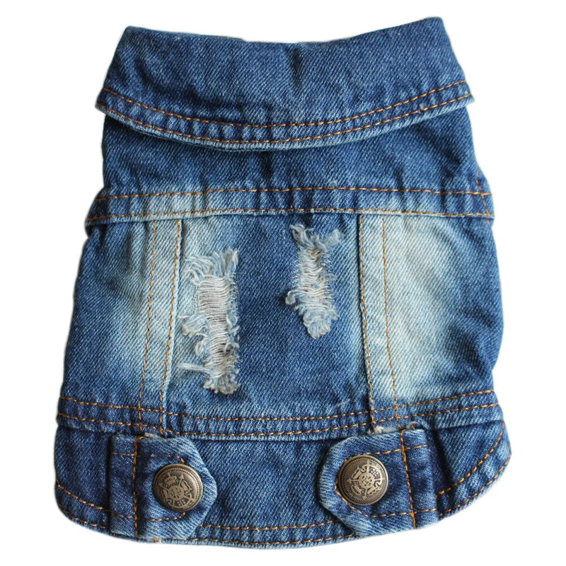 Denim Jean Jacket for Dogs – Casual Vest Coat for Small to Medium Breeds