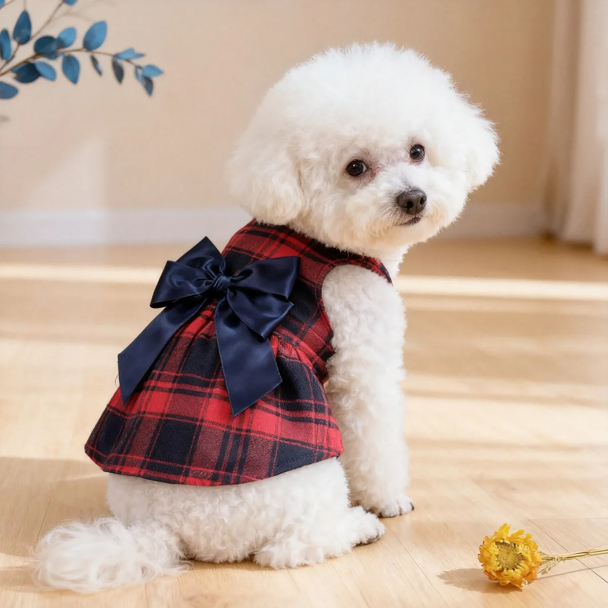 Plaid Bow Dress for Dogs & Cats - product detail view