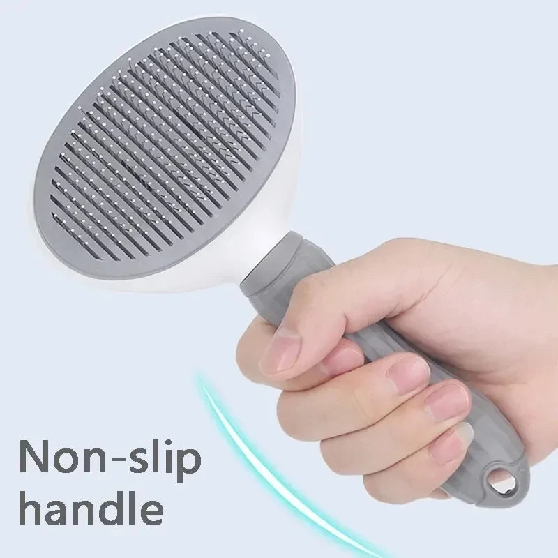 Self-Cleaning Deshedding Brush - close-up of one-click hair release
