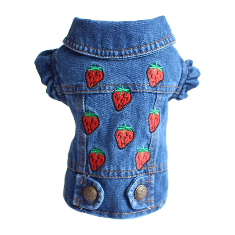 Denim Jean Jacket for Dogs Casual Vest Coat - product detail view