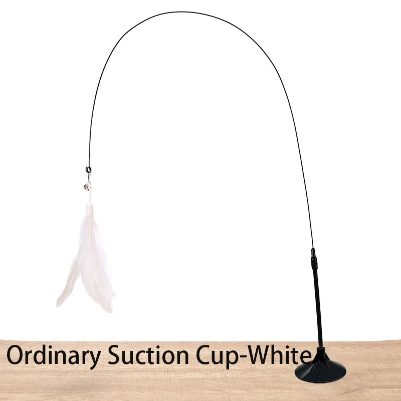 Hands-Free Suction Cup Feather Wand Cat Toy