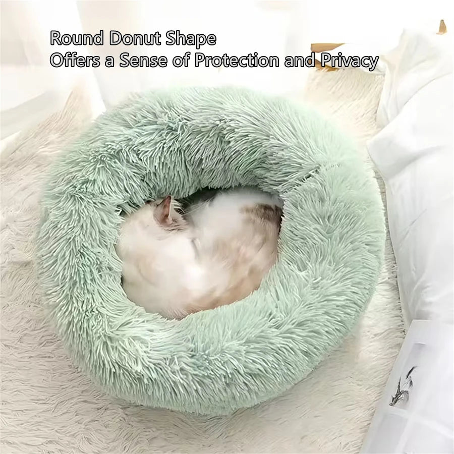 Plush Faux Fur Donut Bed - product detail view