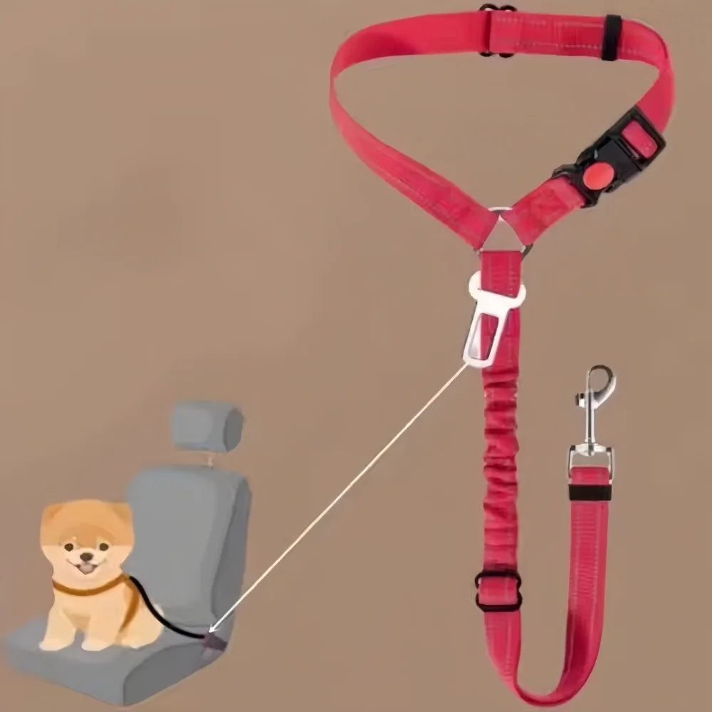 Rust-Proof Pet Seat Belt Clip - clip attached to harness and seatbelt