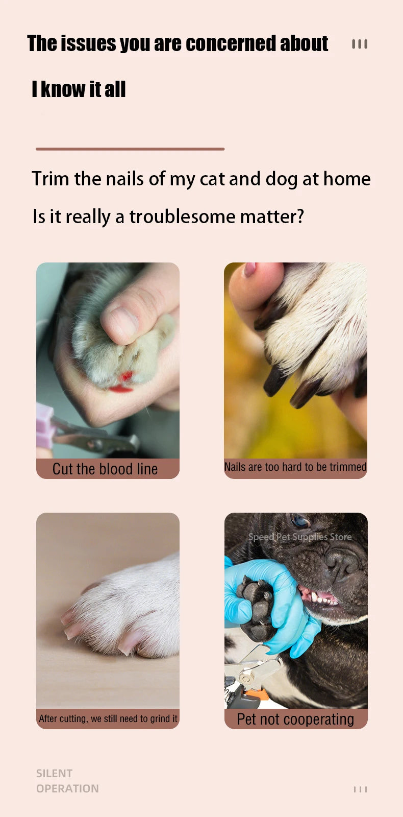 Painless Electric Dog Nail Grinder - product detail view