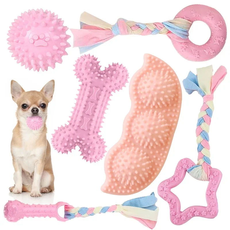 Rubber Bone & Treat Ball Chew Toy Set - main product photo