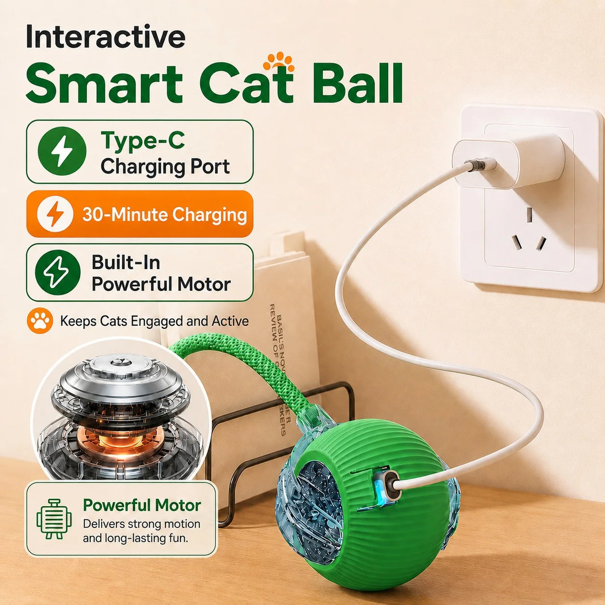 Automatic Rolling Ball Cat Toy - product detail view