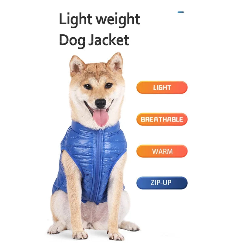 Padded Winter Dog Coat - dog wearing waterproof fleece-lined coat