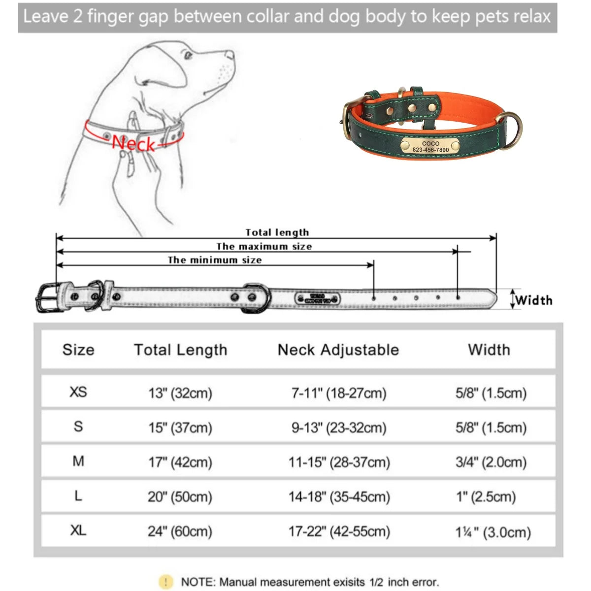 Personalized Leather ID Collar - product detail view