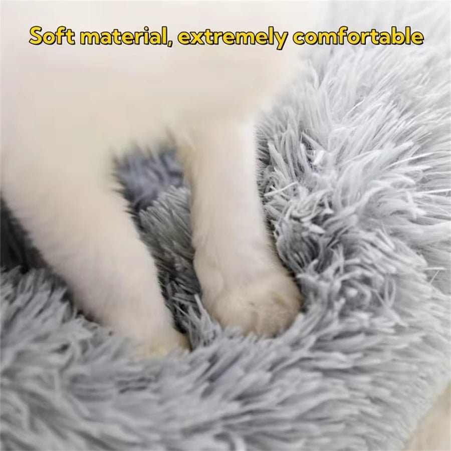 Plush Faux Fur Donut Bed - product detail view