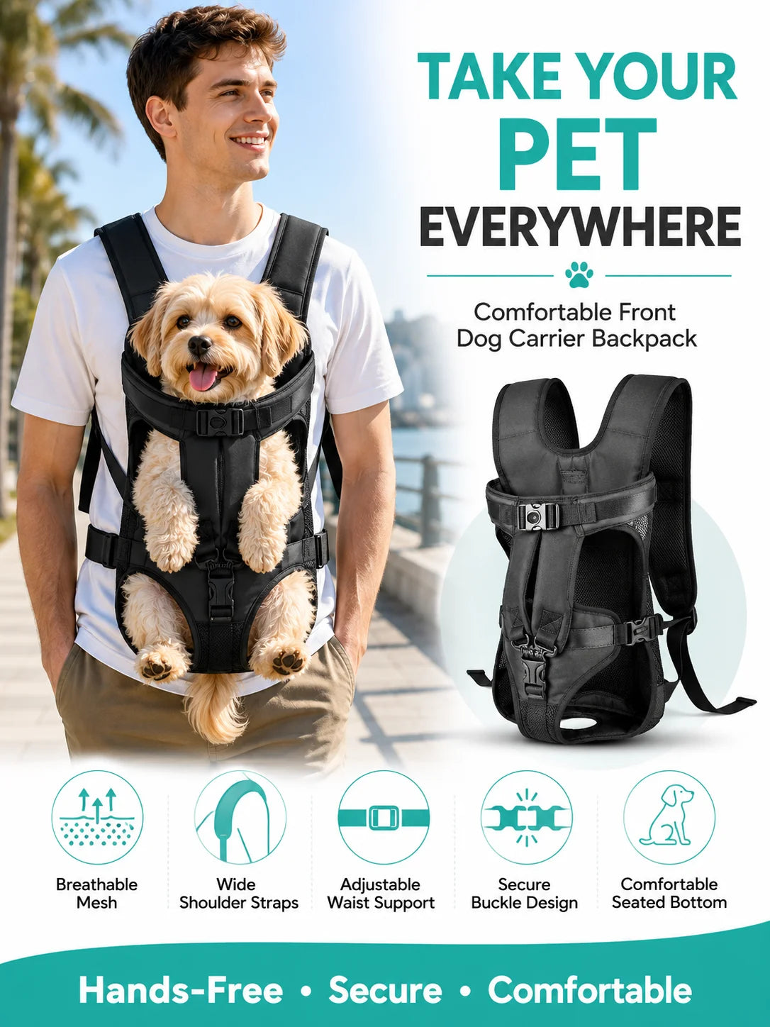 Front-Carry Pet Backpack - product detail view