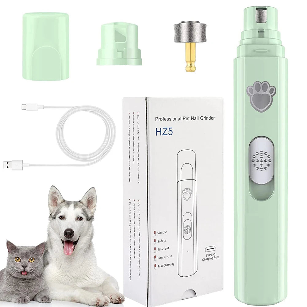 Electric Pet Nail Grinder with LED Light – USB Rechargeable