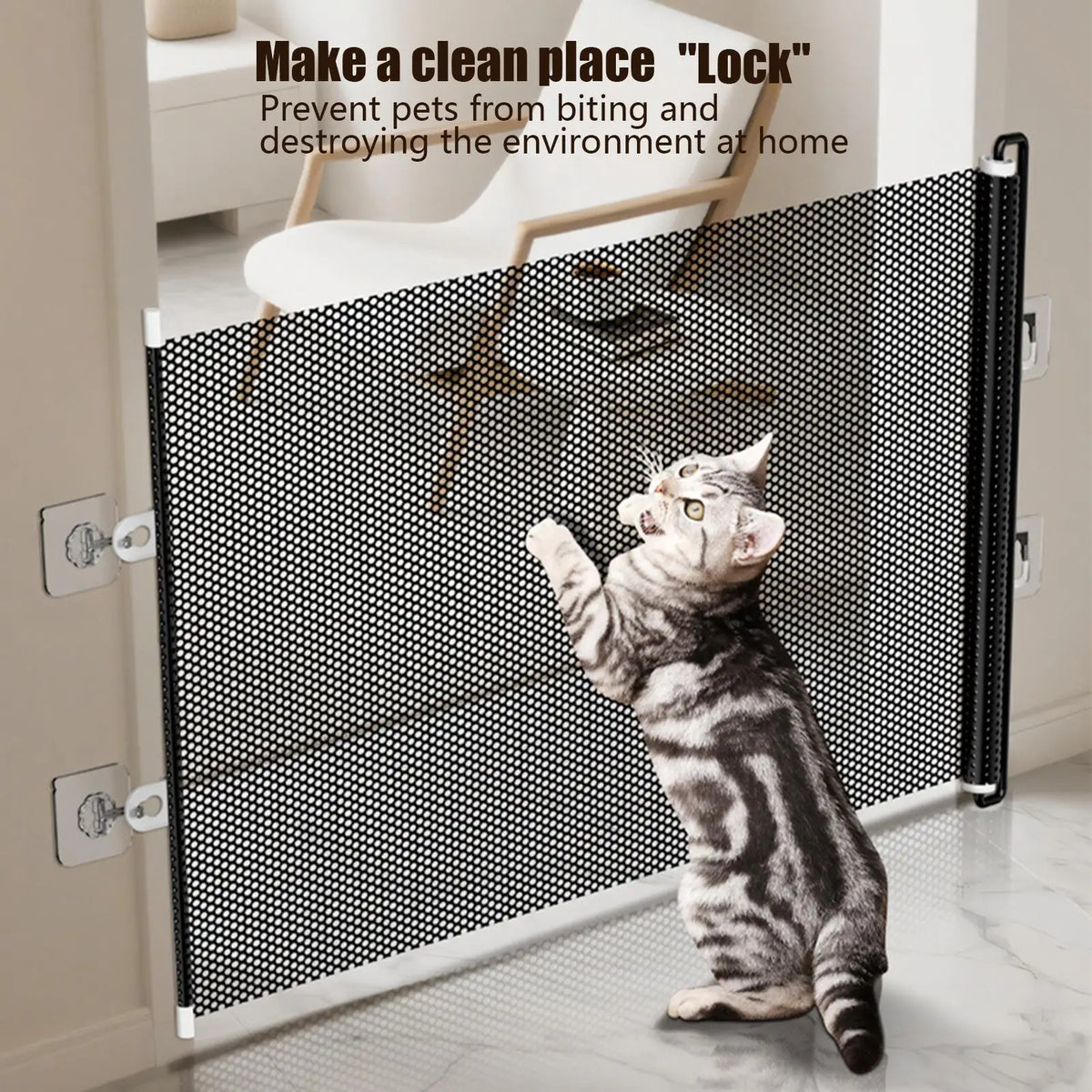 Retractable No-Drill Pet Gate - main product photo