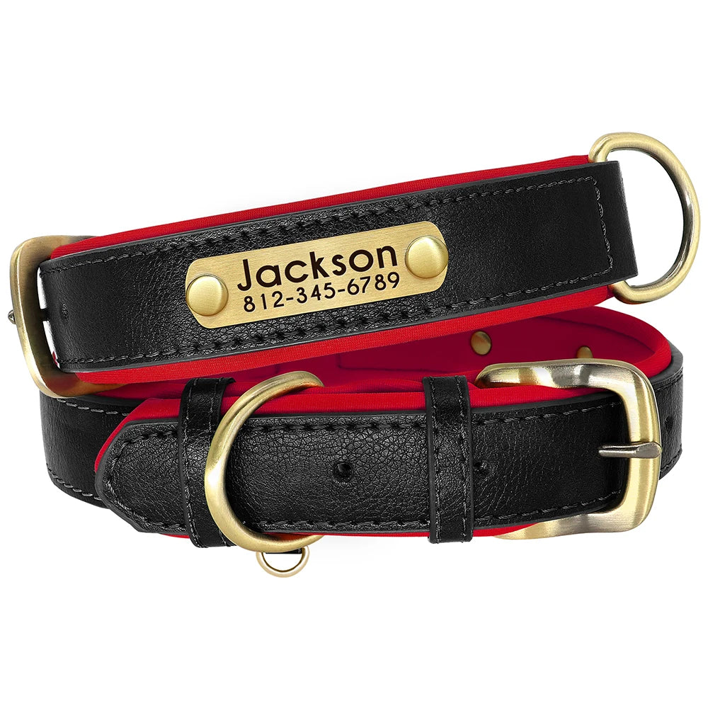 Personalized PU Leather ID Collar for Dogs