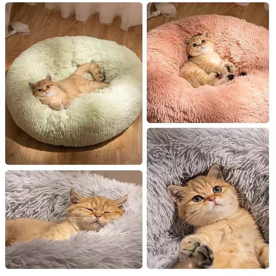Plush Faux Fur Donut Bed for Dogs & Cats