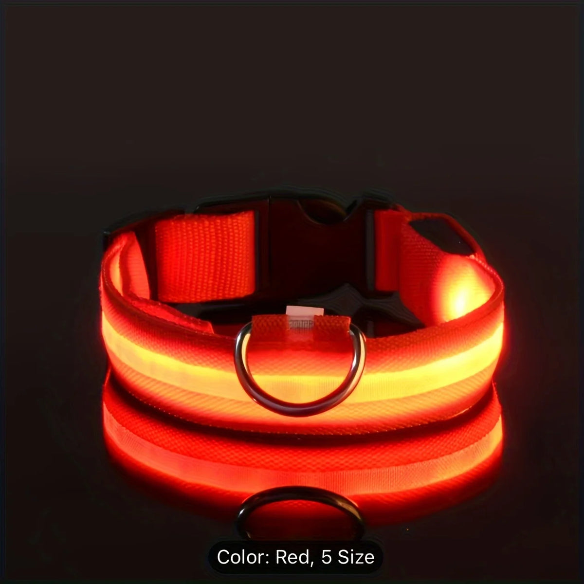 Reflective LED Dog Collar - close-up of battery-powered LED light